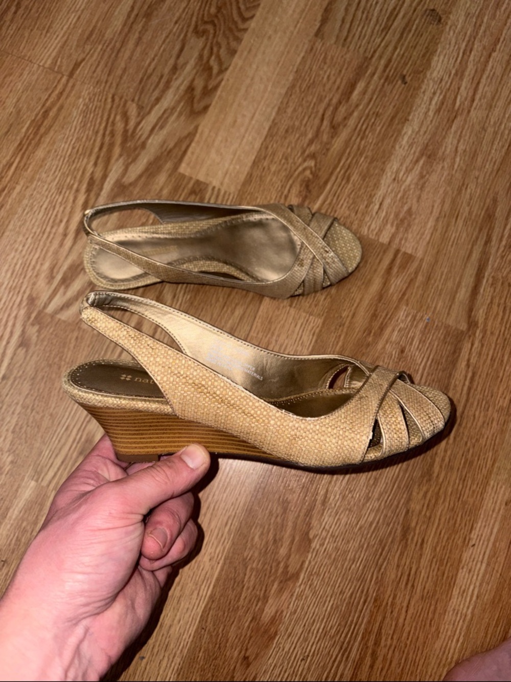 Naturalizer Beige/Tan Slingback Wedge Sandals